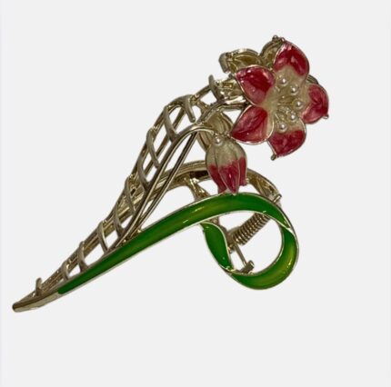 PEMBE ZAMBAK ÇİÇEĞİ METAL TOKA